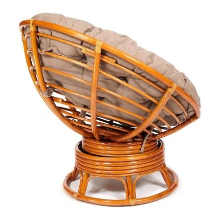 Кресло-качалка "PAPASAN" w 23 и 01 B с подушкой, коньяк, экошерсть коричневый, 1811-5