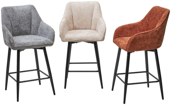 Полубарный стул ERYK 180 градусов поворот, коричневый, шенилл, черный каркас (H=67)