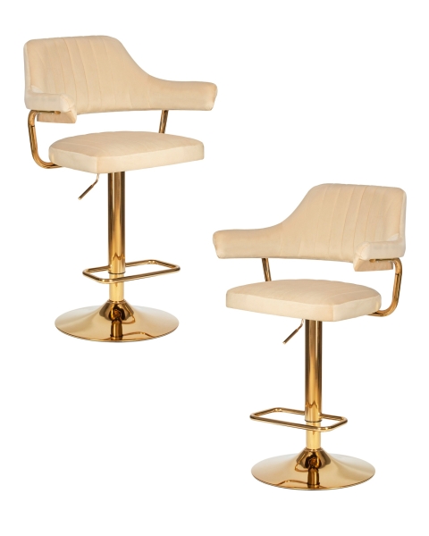 Набор 2 шт Стул барный CHARLY GOLD, бежевый велюр (MJ9-10)