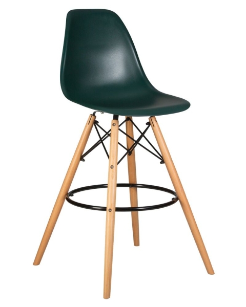Стул барный DSW BAR ножки светлый бук темно-зеленый G-13