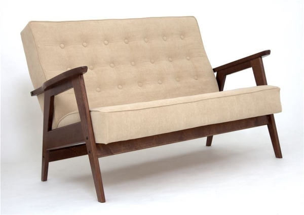 Диван двухместный РЕТРО темный тон, RS 03 - бежевый