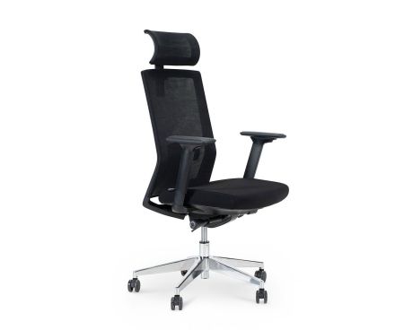 Кресло офисное Партнер aluminium черный пластик черная сетка черная ткань (мультиблок)