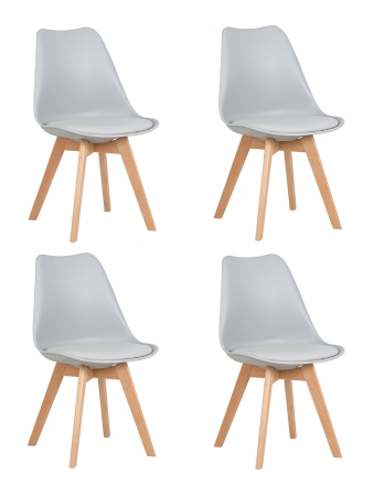 Набор 4 шт Стул обеденный JERRY SOFT, ножки светлый бук сиденья светло-серый (GR-01)