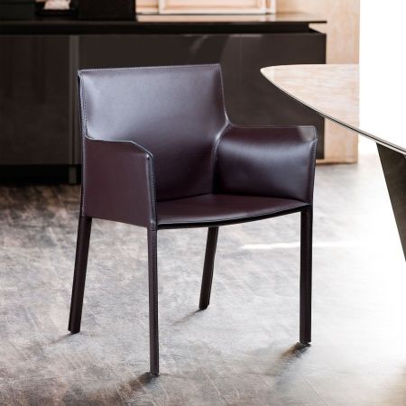 Стул с подлокотниками Barrie кожа коричневый