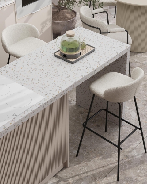 Стул барный Nita букле молочный