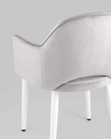 Стул Венера велюр серый ножки белые