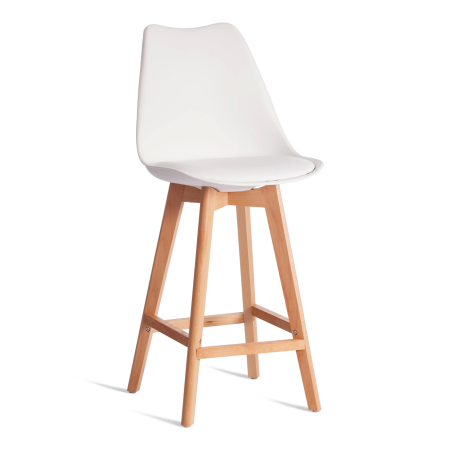 Стул барный TULIP BAR (mod. C1014H-1) пластик, дерево, белый, светлое дерево