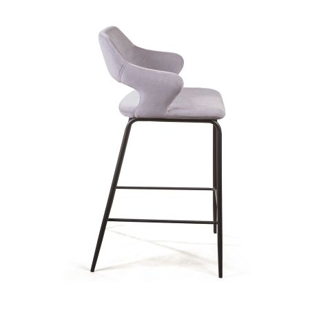 Стул полубарный Woddy бархат серый