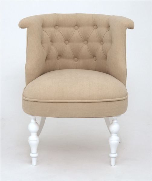 Кресло Бархат эмаль белая, RS3 - бежевый