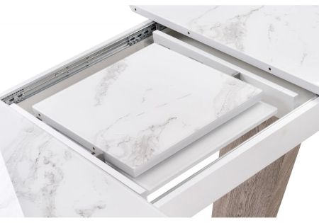 Стол Петир дуб с пилением, белая шагрень