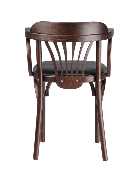 Деревянный стул Венский темный тон с мягким сиденьем из экокожи с дугами назад Деревянный стул Венский темный тон с мягким сиденьем из экокожи с дугами назад