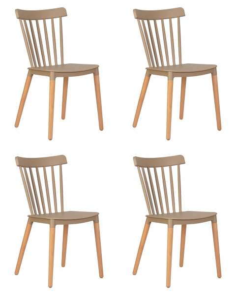 Набор 4 шт Стул обеденный THEO, ножки светлый бук бежевый (GR-03)