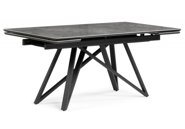 Керамический стол Вилсон 160(220)х89х75 серый мрамор baolai, черный