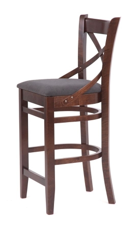 Стул барный "Hugo" темное дерево, серый