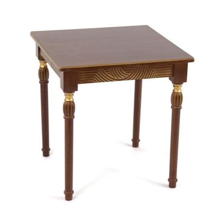 Стол журнальный "Мили" темный орех, патина золото, 53х53хН55