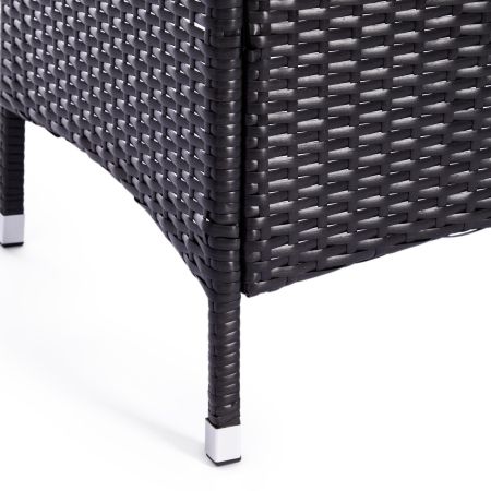 Обеденный сет (стол+4стула) (mod. 210036) пластиковый ротанг, стекло, 100х100х74 см / 60х60х75 см, черный, ткань: DB-16, серый