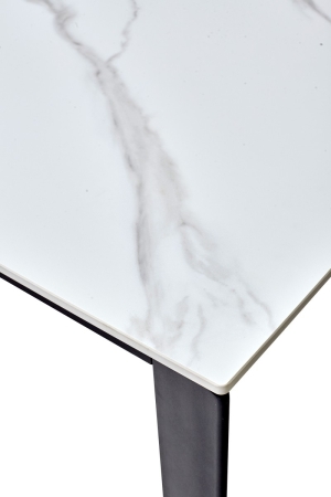 Стол CORNER 120 MATT WHITE MARBLE SINTERED STONE, BLACK