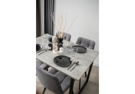 Стол деревянный Лиман 117 х 77 бетон светлый, черный матовый