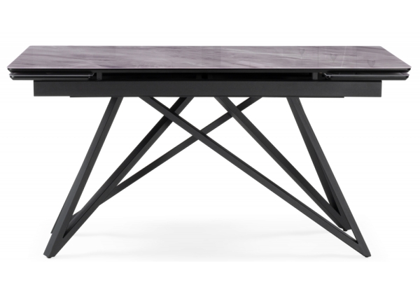 Стол стеклянный Вилсон 140(200)х80 серый мрамор, черный