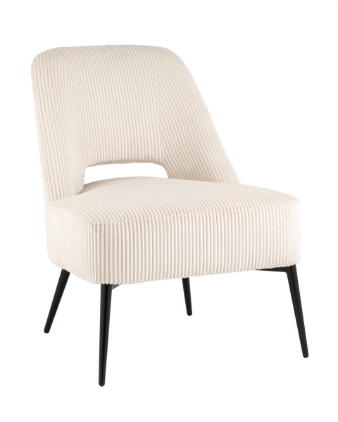 Кресло лаунж Бостон велюр рельефный молочный