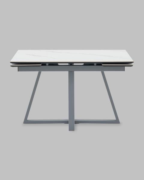 Стол Керас 120-180/80/75 столешница МДФ16/керамика Snow white подстолье металл серый Стол Керас 120-180/80/75 столешница МДФ16/керамика Snow white подстолье металл серый