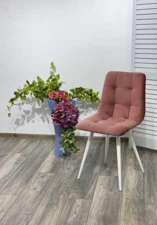 Стул CHILLI-Q розовый #15 велюр, белый каркас