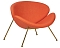 Кресло дизайнерское EMILY, оранжевая ткань AF, золотое основание