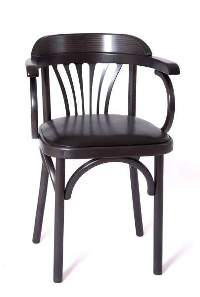 Деревянный стул Венский венге с мягким сиденьем из черной экокожи