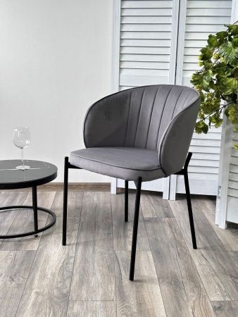 Стул ДЕНИ велюр velutto 32 антрацитовый, черный каркас