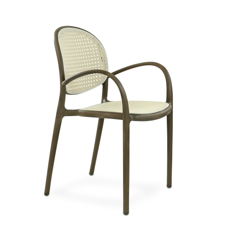 Кресло N-70 цвет кофейный с белой сеткой