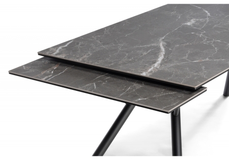 Керамический стол Ворен 180(240)x90 черный кварц, черный