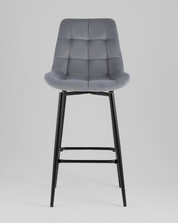 Стул барный Флекс с поворотным механизмом велюр велютто серый
