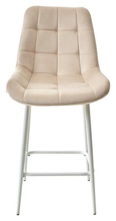 Полубарный стул ХОФМАН H-06 бежевый велюр, белый каркас H=63cm