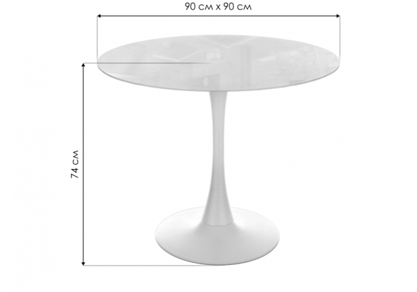 Стеклянный стол Tulip 90x74 белое стекло