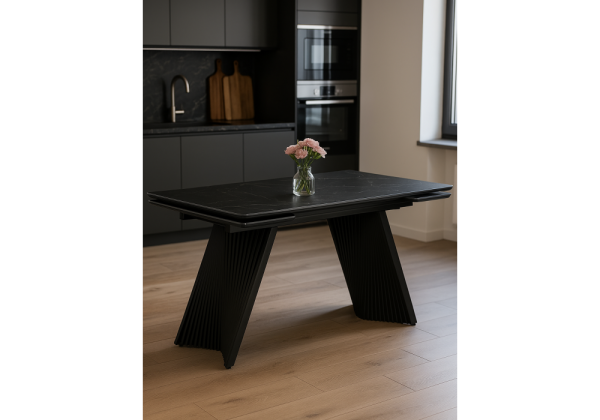 Керамический стол Вейв 140(200)х80 shakespeare black, черный