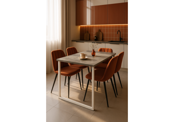 Стол деревянный Лиман 140 x 80 бетон светлый, белый матовый Стол деревянный Лиман 140 x 80 бетон светлый, белый матовый