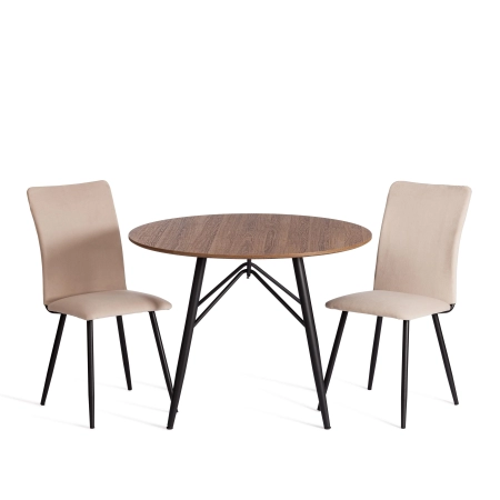 Стул обеденный La Rousse бежевый, ткань и металл, мягкое сиденье, без подлокотников