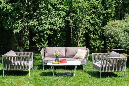 Лаунж-зона "Касабланка" плетеная из роупа 4-местная, цвет серо-коричневый