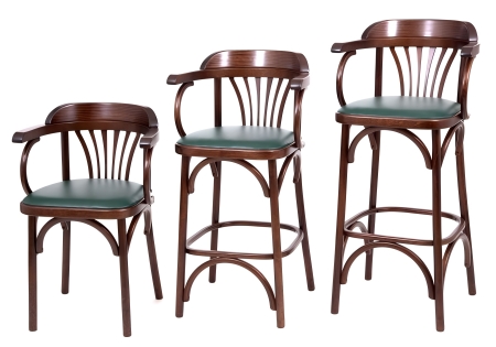 Деревянный стул Венский темный тон с мягким сиденьем из зеленой экокожи Деревянный стул Венский темный тон с мягким сиденьем из зеленой экокожи