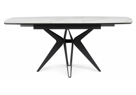 Керамический стол Риполь 140(180)х80 белый мрамор snow white, черный