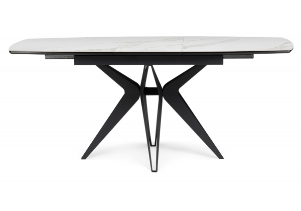 Керамический стол Риполь 140(180)х80 белый мрамор snow white, черный