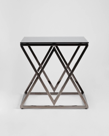 Журнальный стол 55*55 ИНСИГНИЯ сталь темный хром стекло дым