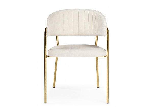 Стул на металлокаркасе Kamelia белый, ткань золотые ножки