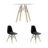 Стол EAMES D80 белый + 2 стула EAMES style черные
