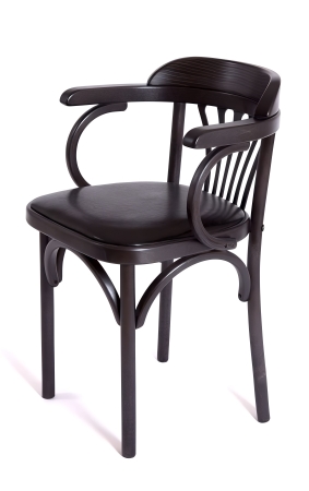 Деревянный стул Венский венге с мягким сиденьем из черной экокожи Деревянный стул Венский венге с мягким сиденьем из черной экокожи