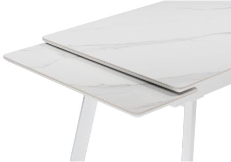 Керамический стол Норман 140 (200) х 80 белый мрамор alpin white, snow white, белый