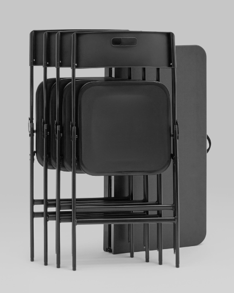 Комплект раскладного стола и стульев Кейт черный Комплект раскладного стола и стульев Кейт черный