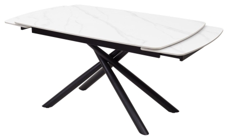 Стол RIVOLI 140 MATT WHITE MARBLE SINTERED STONE, BLACK