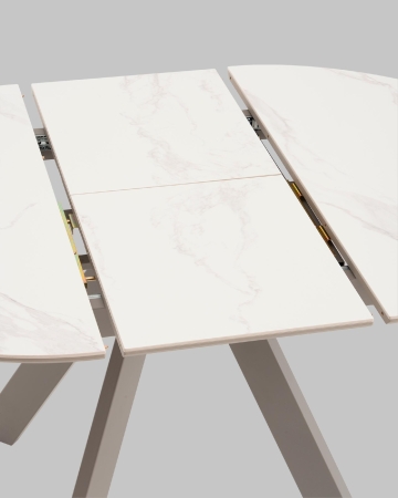 Стол круглый Миндель D100 столешница керамика белый глянец, основание металл латте Стол круглый Миндель D100 столешница керамика белый глянец, основание металл латте