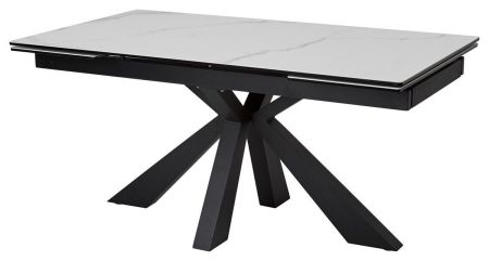 Стол ALEZIO 160 BIANCO TL-45 белый мрамор матовый испанская керамика, черный каркас